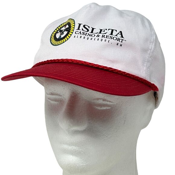 Vintage Isleta Casino Resort Baseball Cap Hat Albuquerque New Mexico Rope White - Picture 1 of 13
